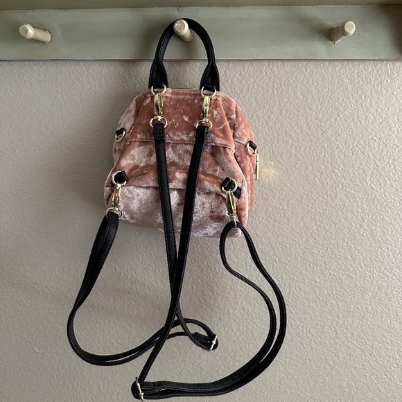 Steve Madden Mini Pink Velvet Backpack - Picture 2 of 3